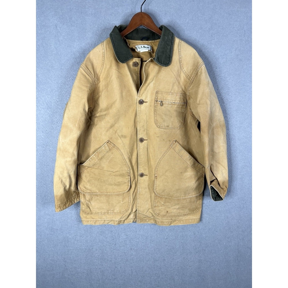 L.L.Bean Barn Field Chore Coat Jacket Mens Large Brown Canvas Distressed